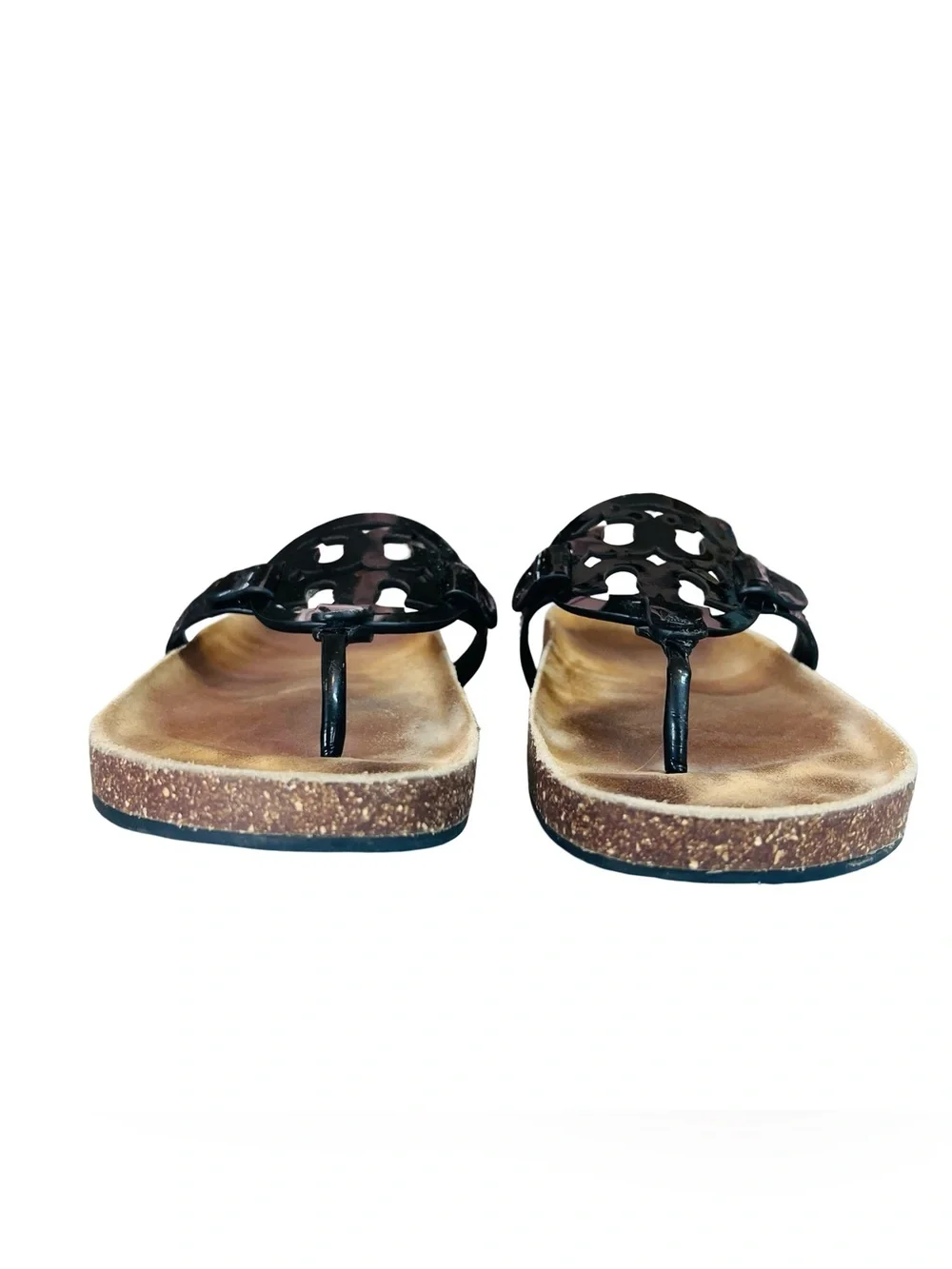 Tory Burch Women’s Sz 9.5 Cloud Sandals Black Patent Leather